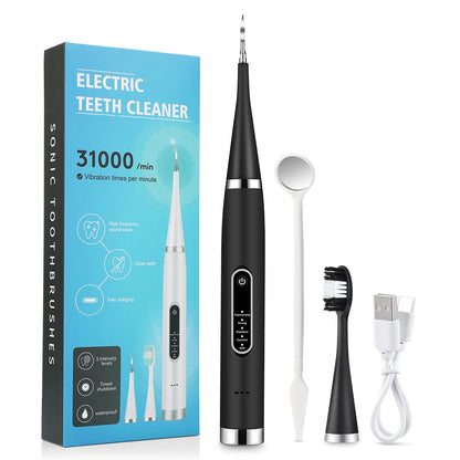 Electric Dental Scaler + 9D Teeth Whitening Strips Tooth Cleaner Whitener Set Tartar Stains Calculus Remover Oral Hygiene Care